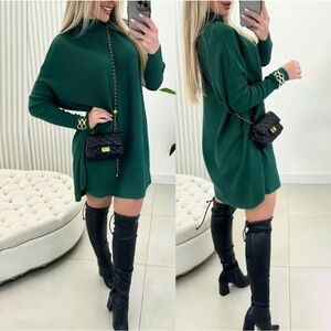 Elegant Green Sweater Dress